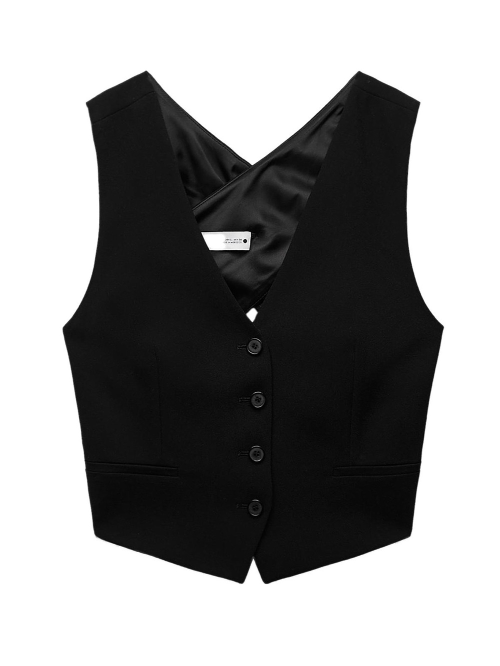 Zara Black V-Neck Back Wrap Vest